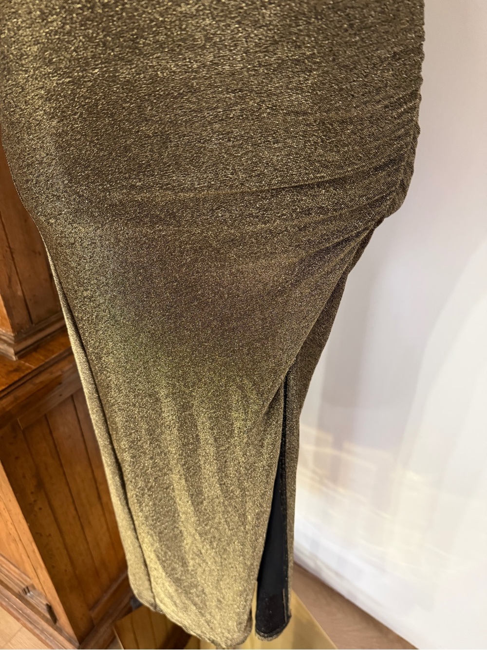 Petal & Pup Metallic gold Midi Dress with High Side Slit - Picture 3 of 9